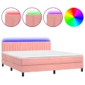 cadre de lit avec matelas et LED Rose 160x200 cm