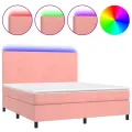 cadre de lit et matelas LED Rose 180x200 cm Velours