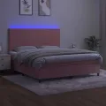 cadre de lit et matelas LED Rose 180x200 cm Velours