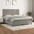 cadre de lit et matelas Gris clair 180x200cm Velours