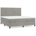 cadre de lit et matelas Gris clair 180x200cm Velours