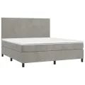 cadre de lit et matelas Gris clair 180x200cm Velours