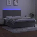 cadre de lit avec matelas LED Gris clair 180x200 cm