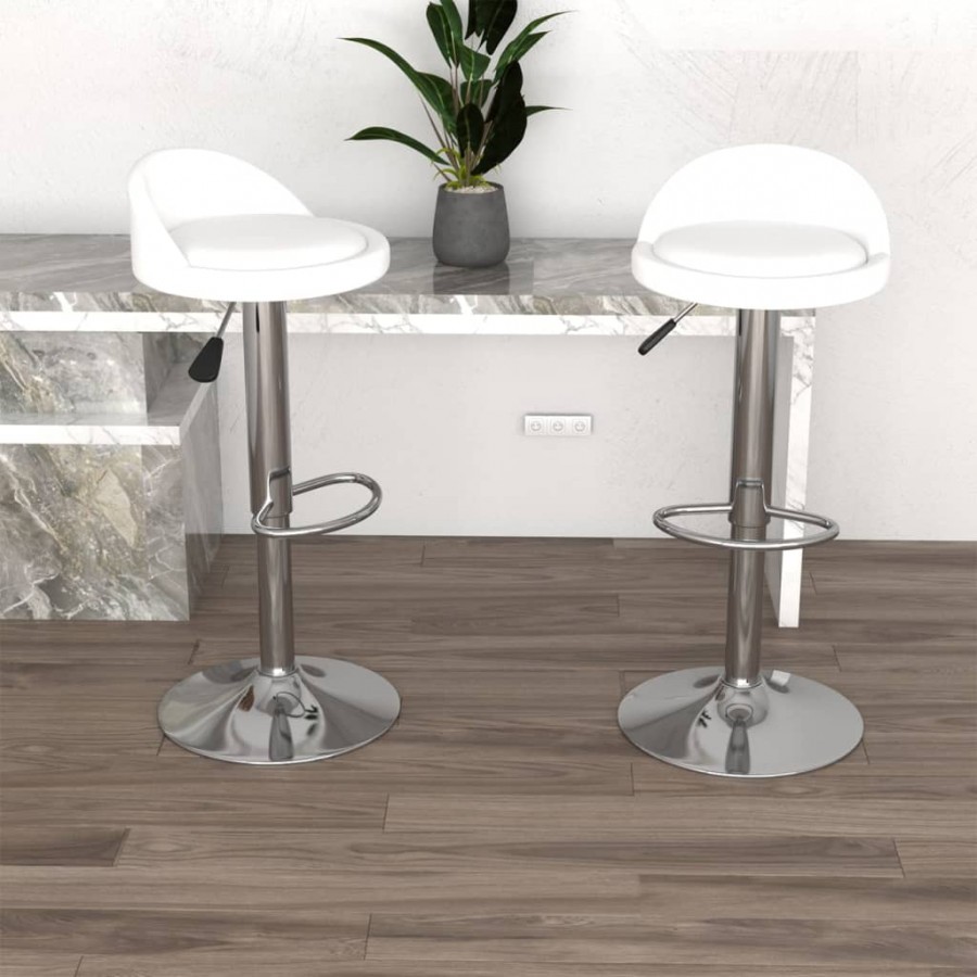 Tabourets de bar lot de 2 blanc similicuir