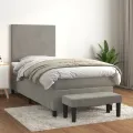 cadre de lit et matelas Gris clair 90x200 cm Velours