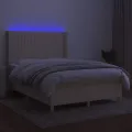 cadre de lit matelas et LED Crème 140x200 cm Tissu
