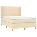 cadre de lit matelas et LED Crème 140x200 cm Tissu
