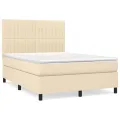 cadre de lit avec matelas Crème 140x200 cm Tissu