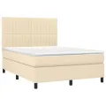 cadre de lit avec matelas Crème 140x200 cm Tissu