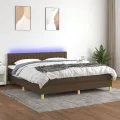 cadre de lit matelas et LED Marron foncé 180x200cm