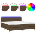 cadre de lit matelas et LED Marron foncé 180x200cm
