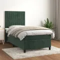 cadre de lit avec matelas Vert foncé 90x190 cm