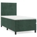 cadre de lit avec matelas Vert foncé 90x190 cm