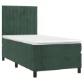 cadre de lit avec matelas Vert foncé 90x190 cm