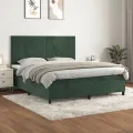 cadre de lit et matelas Vert foncé 180x200cm Velours