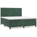 cadre de lit et matelas Vert foncé 180x200cm Velours