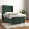 cadre de lit avec matelas Vert foncé 90x190 cm