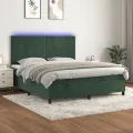 cadre de lit et matelas et LED Vert foncé 180x200 cm