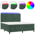 cadre de lit et matelas et LED Vert foncé 180x200 cm