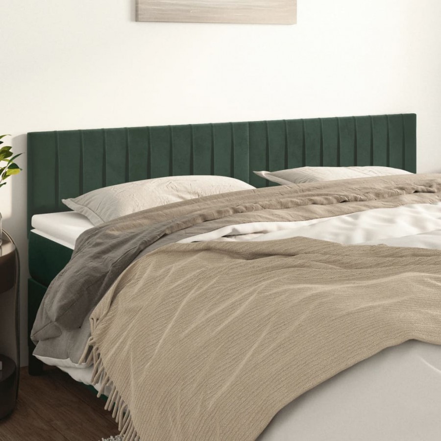 Têtes de lit 2 pcs Vert foncé 80x5x78/88 cm Velours