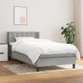 cadre de lit et matelas Gris clair 90x190 cm Tissu