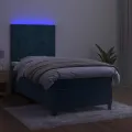 cadre de lit avec matelas et LED Bleu foncé 90x200cm