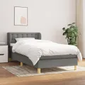 cadre de lit avec matelas Gris foncé 100x200cm Tissu