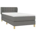cadre de lit avec matelas Gris foncé 100x200cm Tissu
