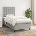cadre de lit avec matelas Gris clair 100x200cm Tissu