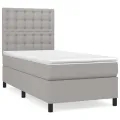cadre de lit avec matelas Gris clair 100x200cm Tissu
