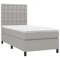 cadre de lit avec matelas Gris clair 100x200cm Tissu