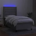 cadre de lit matelas LED Gris clair 100x200 cm Tissu