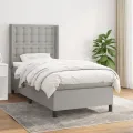 cadre de lit avec matelas Gris clair 100x200cm Tissu