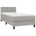 cadre de lit avec matelas Gris clair 100x200cm Tissu