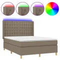 cadre de lit matelas et LED Taupe 140x200 cm Tissu