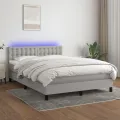 cadre de lit et matelas et LED Gris clair 140x200 cm
