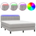 cadre de lit et matelas et LED Gris clair 140x200 cm