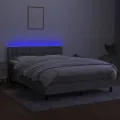cadre de lit et matelas et LED Gris clair 140x200 cm