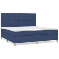 cadre de lit avec matelas Bleu 200x200 cm Tissu
