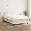 cadre de lit avec matelas Crème 120x200 cm Tissu