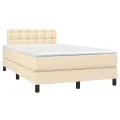 cadre de lit avec matelas Crème 120x200 cm Tissu