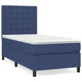 cadre de lit avec matelas Bleu 90x200 cm Tissu