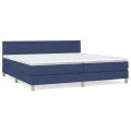 cadre de lit avec matelas Bleu 200x200 cm Tissu