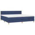 cadre de lit avec matelas Bleu 200x200 cm Tissu