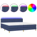 cadre de lit et matelas et LED Bleu 200x200 cm Tissu