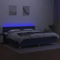 cadre de lit et matelas et LED Bleu 200x200 cm Tissu