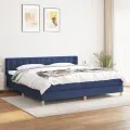 cadre de lit avec matelas Bleu 200x200 cm Tissu