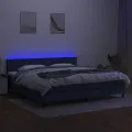 cadre de lit et matelas et LED Bleu 200x200 cm Tissu