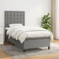 cadre de lit avec matelas Gris foncé 80x200 cm Tissu