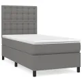 cadre de lit avec matelas Gris foncé 80x200 cm Tissu